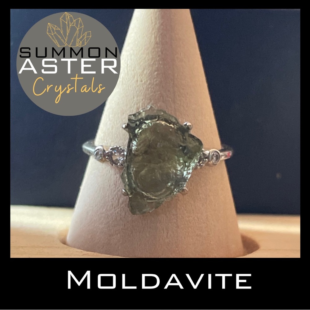 Moldavite One Size Silver plated Ring